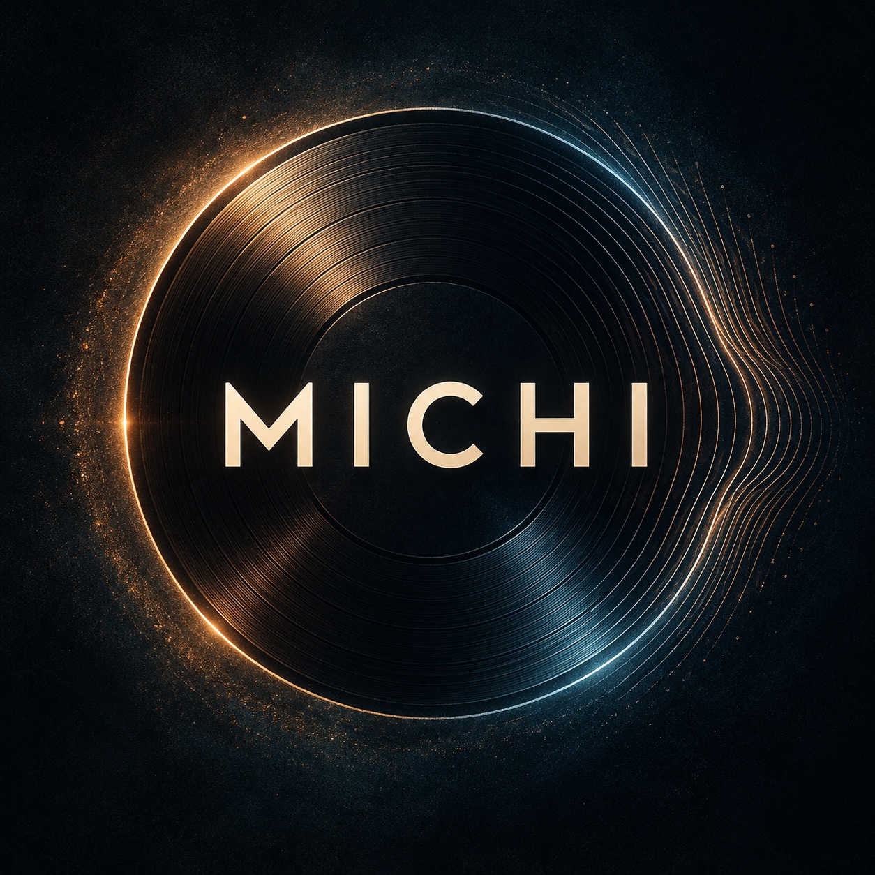 Michis monatliche TIDAL-Playlists – MICHI-Cover mit Schallplatte und Lichtlinien